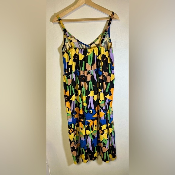 Roxy Waiting Line Bold Colors Midi Floral Boho Surfer Style Minimalist Dress - Picture 8 of 10